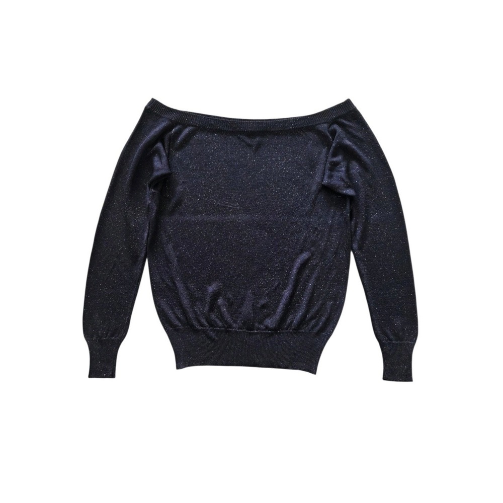 Vintage Krizia Maglia Black Shimmery Sweater Women's L Made Italy 80s Disco Glam